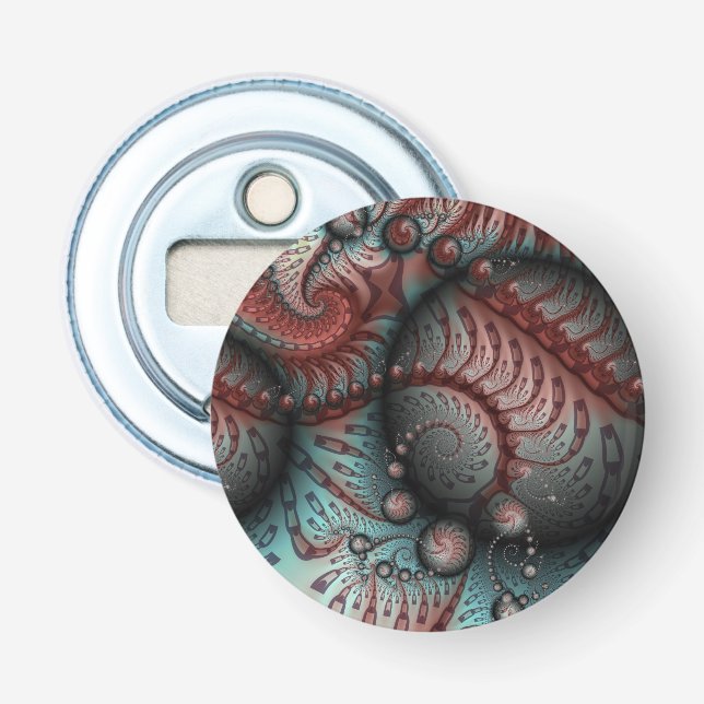 Abstract Vivid Fantasy Fractal Art Brown Blue Bottle Opener (Front)