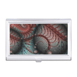 Abstract Vivid Fantasy Fractal Art Brown Blue Business Card Case