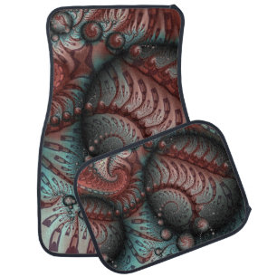 Abstract Vivid Fantasy Fractal Art Brown Blue Car Floor Mat