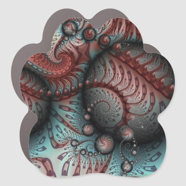 Abstract Vivid Fantasy Fractal Art Brown Blue Car Magnet (Front)