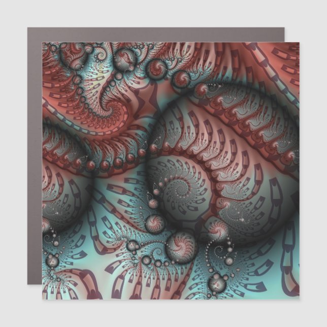 Abstract Vivid Fantasy Fractal Art Brown Blue Car Magnet (Front)