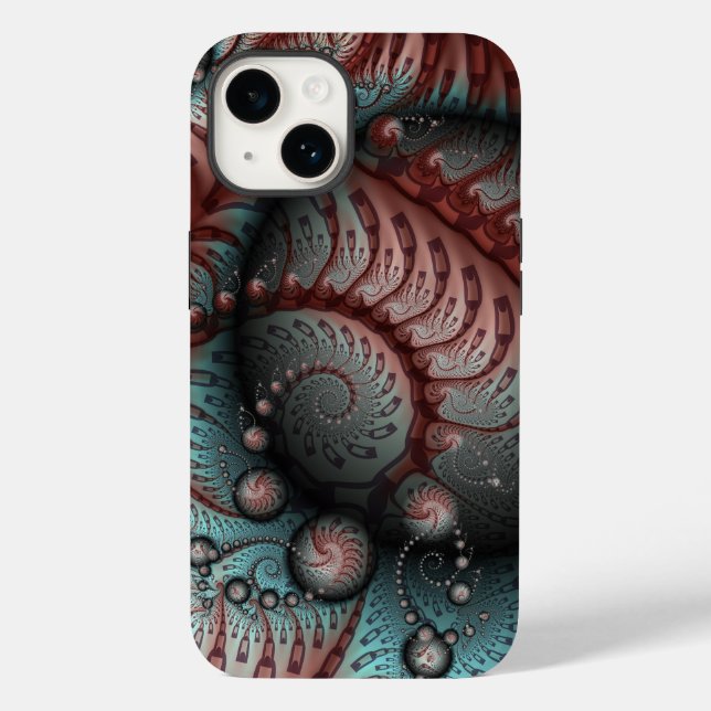Abstract Vivid Fantasy Fractal Art Brown Blue Case-Mate iPhone Case (Back)