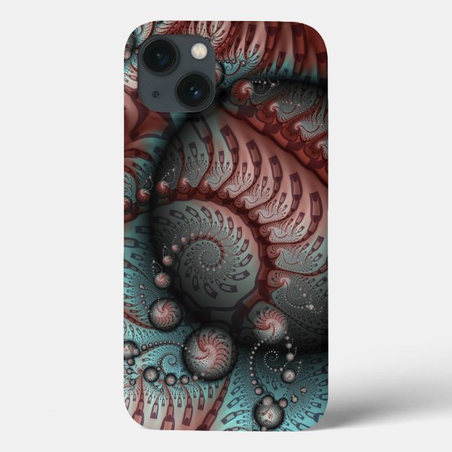 Abstract Vivid Fantasy Fractal Art Brown Blue Case-Mate iPhone Case (Back)