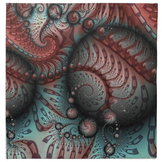 Abstract Vivid Fantasy Fractal Art Brown Blue Cloth Napkin (Front)