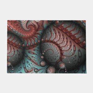 Abstract Vivid Fantasy Fractal Art Brown Blue Doormat