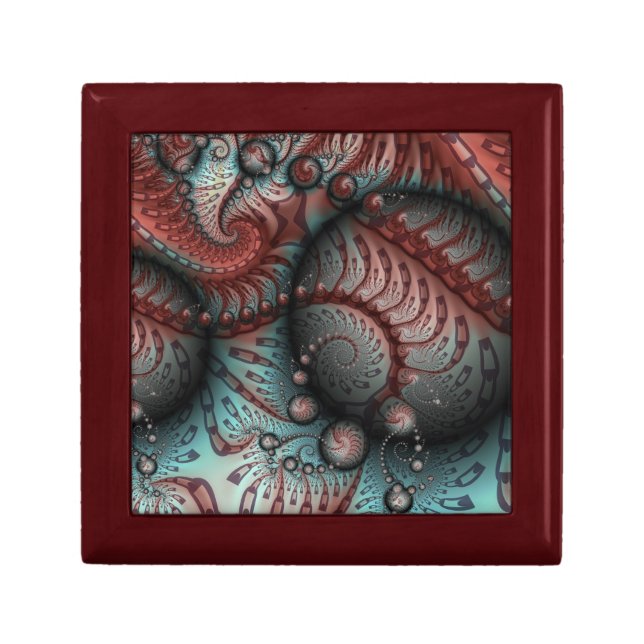 Abstract Vivid Fantasy Fractal Art Brown Blue Gift Box (Front)