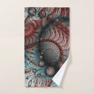 Abstract Vivid Fantasy Fractal Art Brown Blue Hand Towel