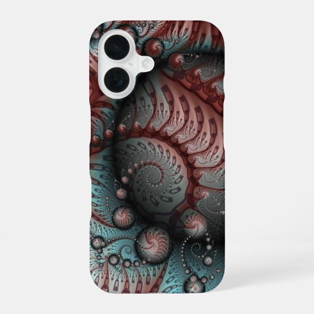 Abstract Vivid Fantasy Fractal Art Brown Blue iPhone Case (Back)