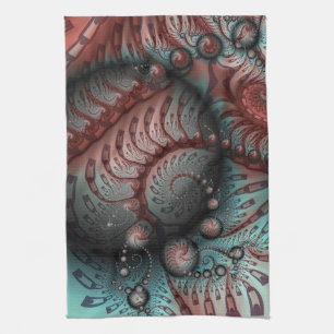 Abstract Vivid Fantasy Fractal Art Brown Blue Kitchen Towel