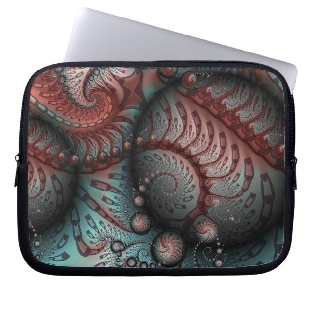 Abstract Vivid Fantasy Fractal Art Brown Blue Laptop Sleeve (Front)