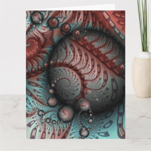 Abstract Vivid Fantasy Fractal Art Brown Blue Letterpress Thank You Card