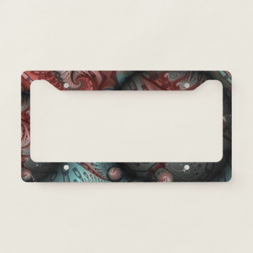 Abstract Vivid Fantasy Fractal Art Brown Blue License Plate Frame