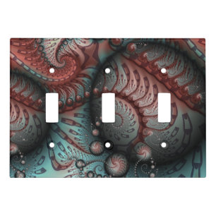 Abstract Vivid Fantasy Fractal Art Brown Blue Light Switch Cover