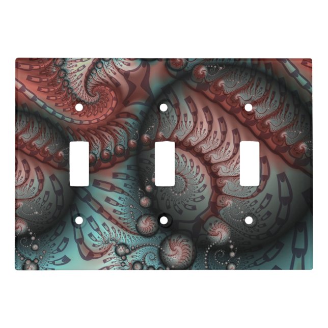 Abstract Vivid Fantasy Fractal Art Brown Blue Light Switch Cover (Front)