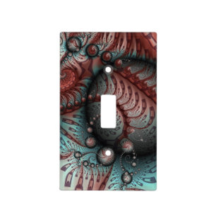 Abstract Vivid Fantasy Fractal Art Brown Blue Light Switch Cover