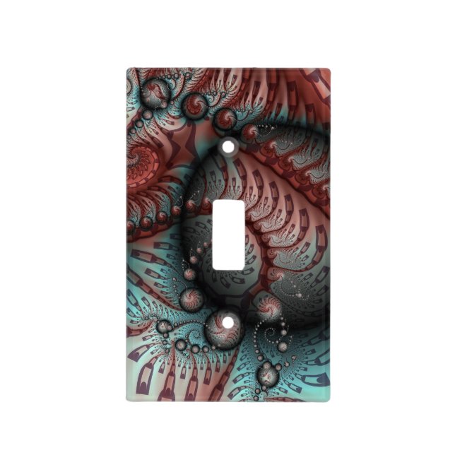 Abstract Vivid Fantasy Fractal Art Brown Blue Light Switch Cover (Front)