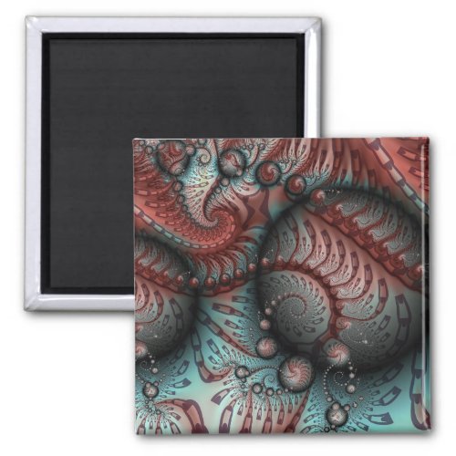 Abstract Vivid Fantasy Fractal Art Brown Blue Magnet