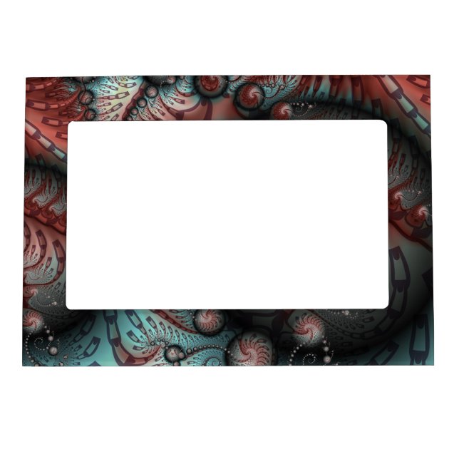 Abstract Vivid Fantasy Fractal Art Brown Blue Magnetic Frame (Front)