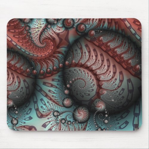 Abstract Vivid Fantasy Fractal Art Brown Blue Mouse Pad