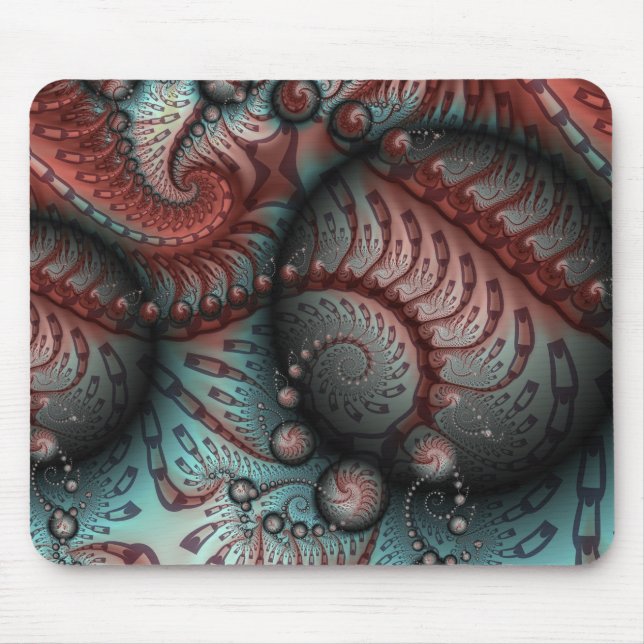 Abstract Vivid Fantasy Fractal Art Brown Blue Mouse Pad (Front)