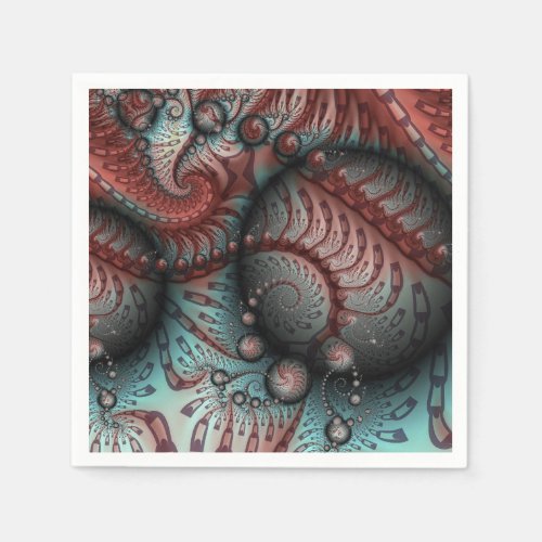 Abstract Vivid Fantasy Fractal Art Brown Blue Napkins