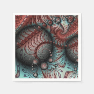 Abstract Vivid Fantasy Fractal Art Brown Blue Napkins