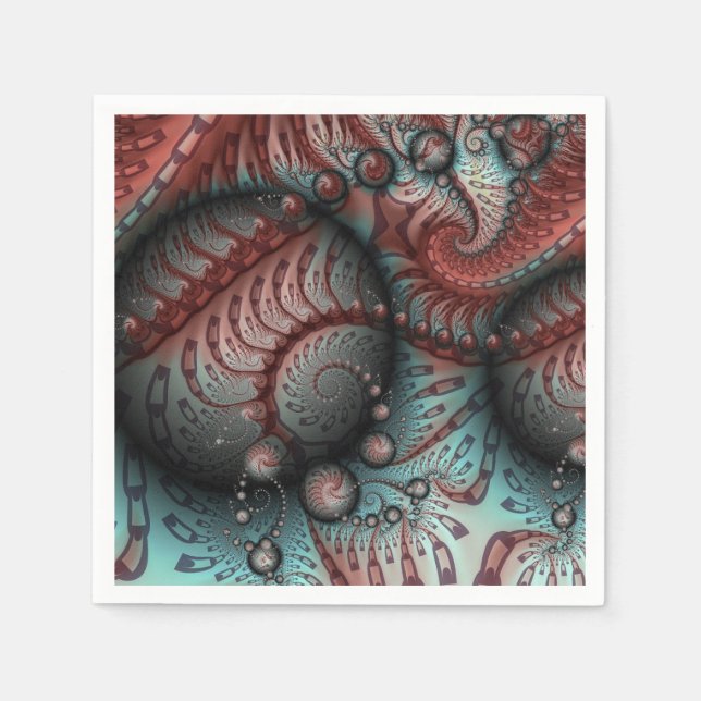 Abstract Vivid Fantasy Fractal Art Brown Blue Napkins (Front)