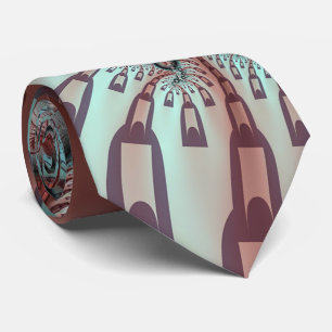 Abstract Vivid Fantasy Fractal Art Brown Blue Neck Tie