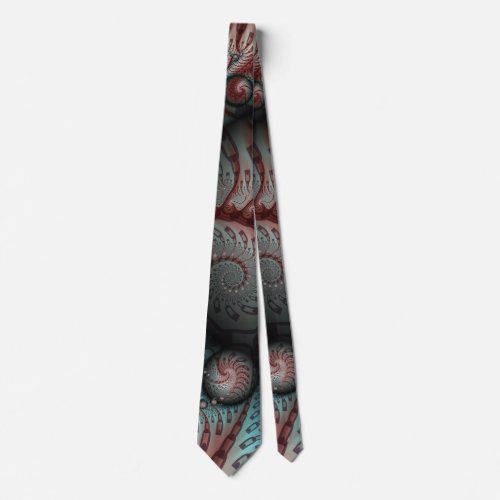 Abstract Vivid Fantasy Fractal Art Brown Blue Neck Tie