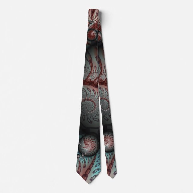 Abstract Vivid Fantasy Fractal Art Brown Blue Neck Tie (Front)