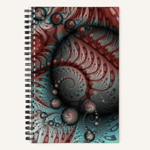 Abstract Vivid Fantasy Fractal Art Brown Blue Notebook