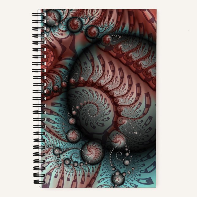 Abstract Vivid Fantasy Fractal Art Brown Blue Notebook (Front)