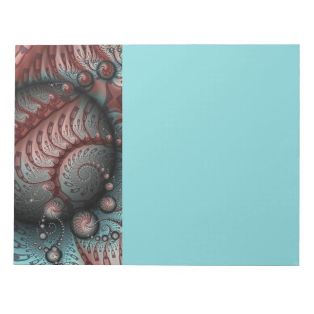 Abstract Vivid Fantasy Fractal Art Brown Blue Notepad (Front)