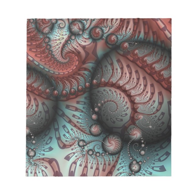 Abstract Vivid Fantasy Fractal Art Brown Blue Notepad (Front)