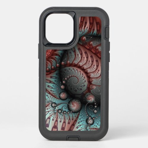 Abstract Vivid Fantasy Fractal Art Brown Blue OtterBox Defender iPhone 12 Case