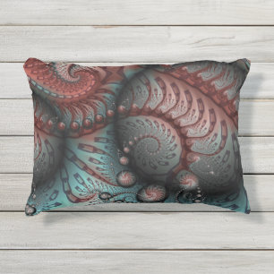 Abstract Vivid Fantasy Fractal Art Brown Blue Outdoor Pillow