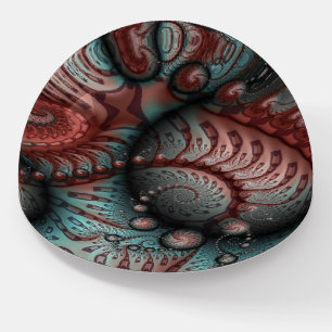 Abstract Vivid Fantasy Fractal Art Brown Blue Paperweight