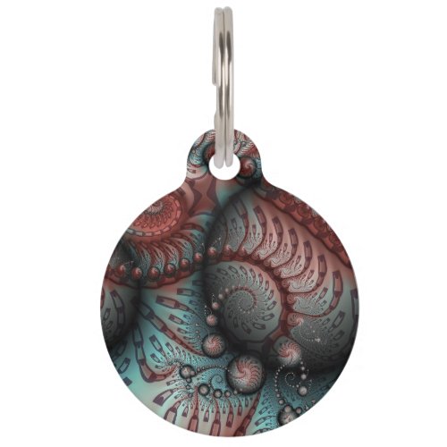 Abstract Vivid Fantasy Fractal Art Brown Blue Pet ID Tag