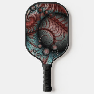 Abstract Vivid Fantasy Fractal Art Brown Blue Pickleball Paddle