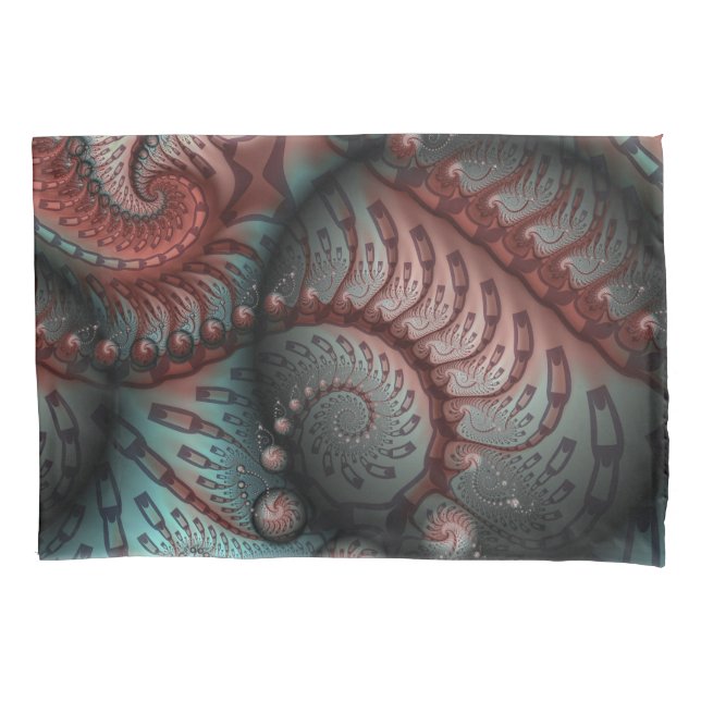 Abstract Vivid Fantasy Fractal Art Brown Blue Pillow Case (Front)