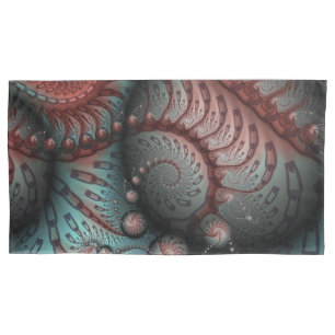 Abstract Vivid Fantasy Fractal Art Brown Blue Pillow Case