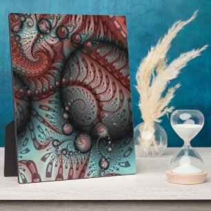 Abstract Vivid Fantasy Fractal Art Brown Blue Plaque