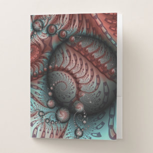 Abstract Vivid Fantasy Fractal Art Brown Blue Pocket Folder