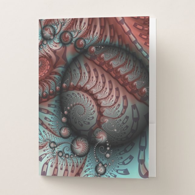 Abstract Vivid Fantasy Fractal Art Brown Blue Pocket Folder (Front)