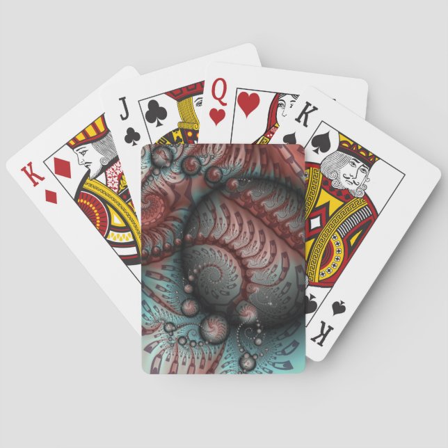 Abstract Vivid Fantasy Fractal Art Brown Blue Poker Cards (Back)