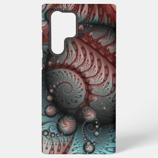 Abstract Vivid Fantasy Fractal Art Brown Blue Samsung Galaxy Case (Back)