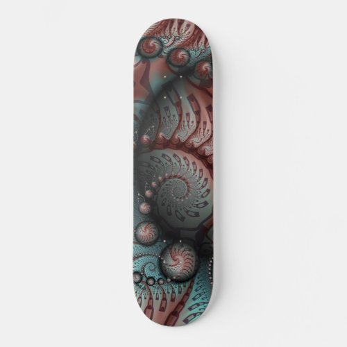 Abstract Vivid Fantasy Fractal Art Brown Blue Skateboard