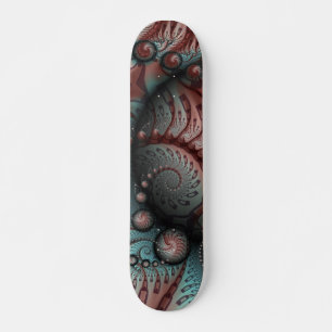Abstract Vivid Fantasy Fractal Art Brown Blue Skateboard