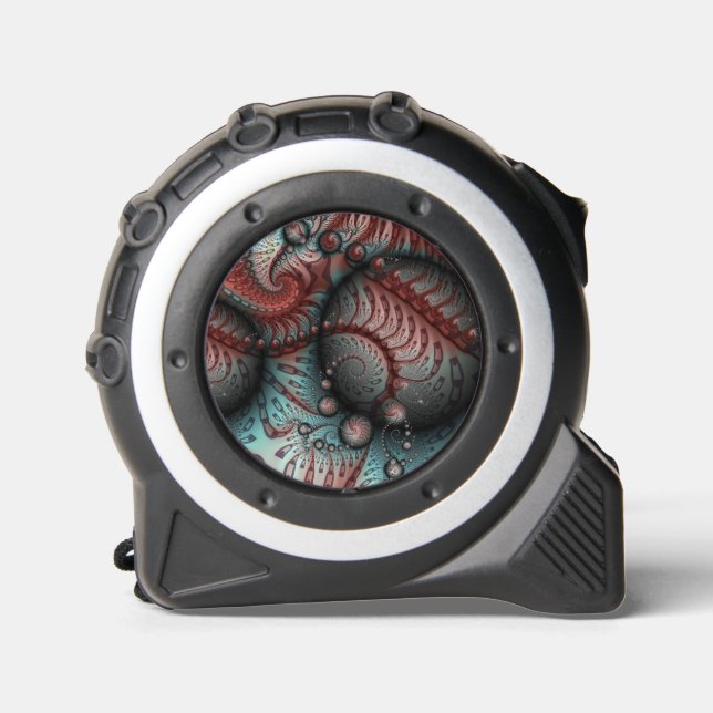 Abstract Vivid Fantasy Fractal Art Brown Blue Tape Measure (Front)