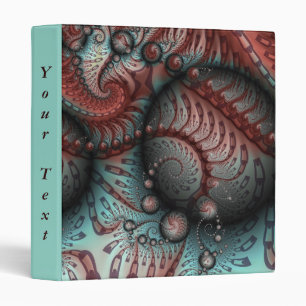 Abstract Vivid Fantasy Fractal Art Brown Blue Text 3 Ring Binder